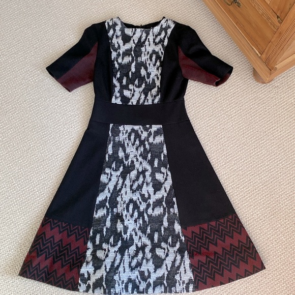 STUNNING Julien Paris Patchwork A-Line Dress Size 2 - Picture 1 of 11